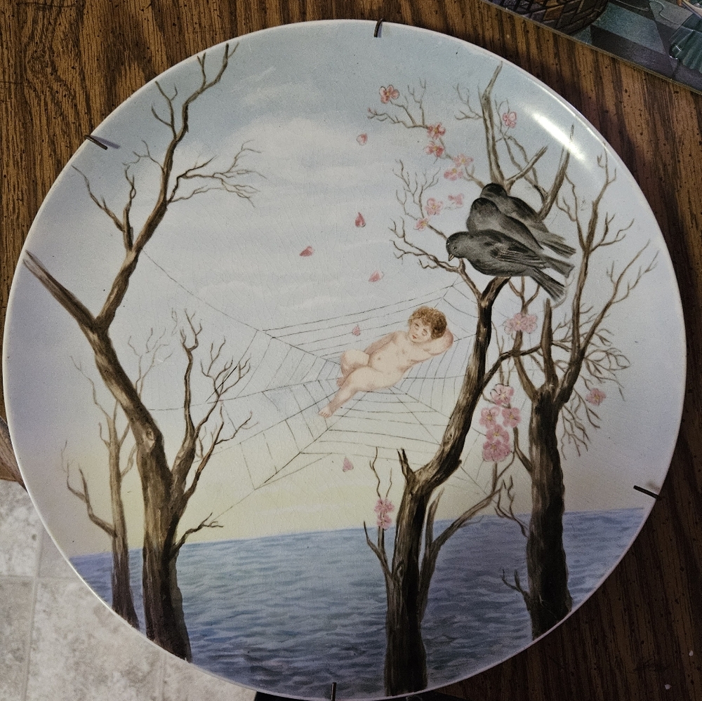 Decorative Plate with Cherub and Birds